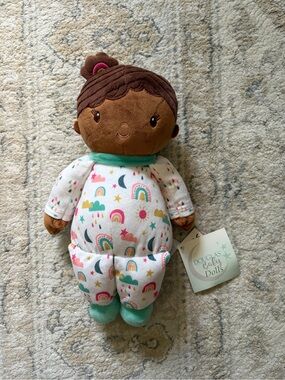 Douglas Baby Dolls Plush Pajama Doll in Brown with Rainbow Print